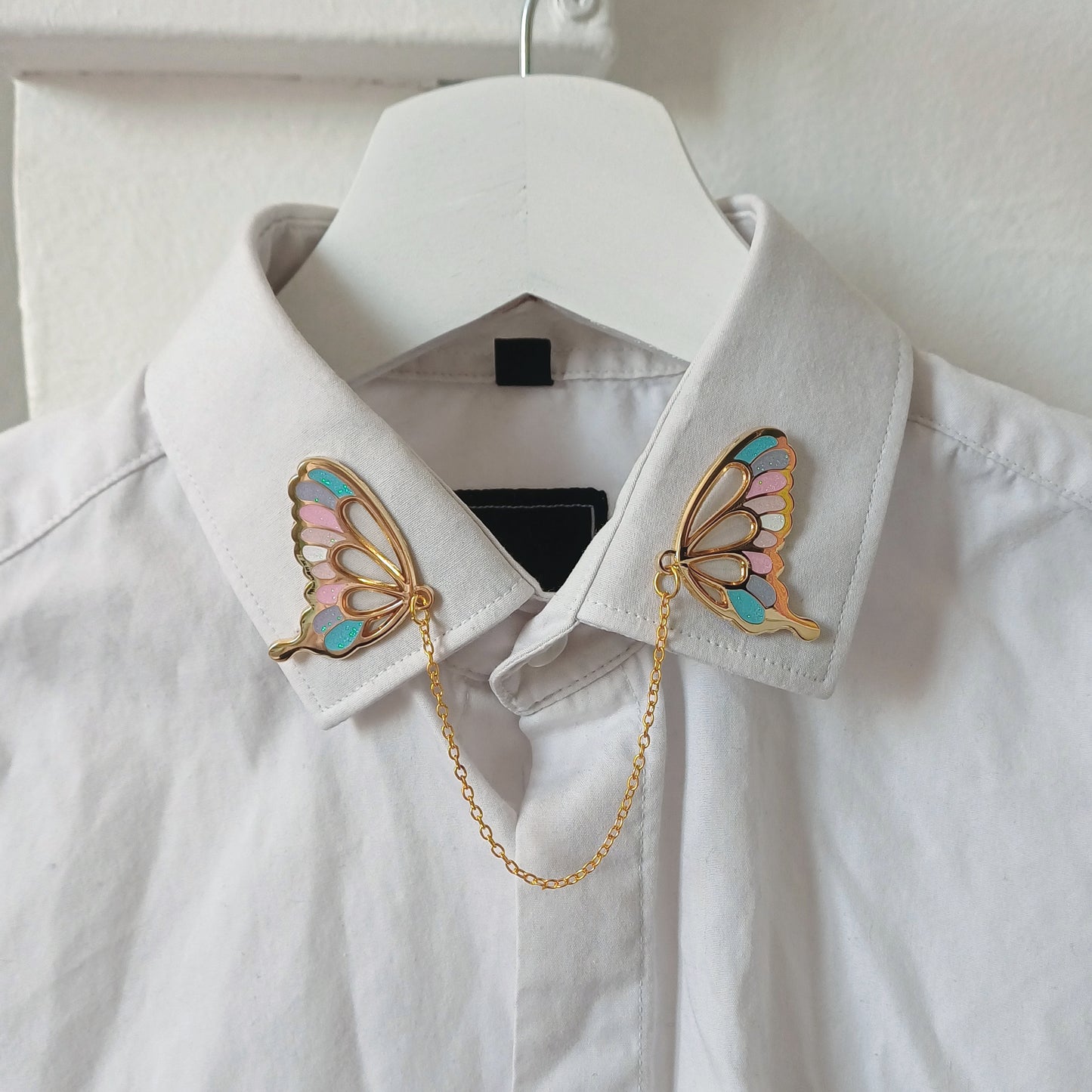 Glasswing Butterfly | Trans Flag | Collar Pin
