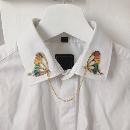 Glasswing Butterfly | Dark Rainbow | Collar Pin