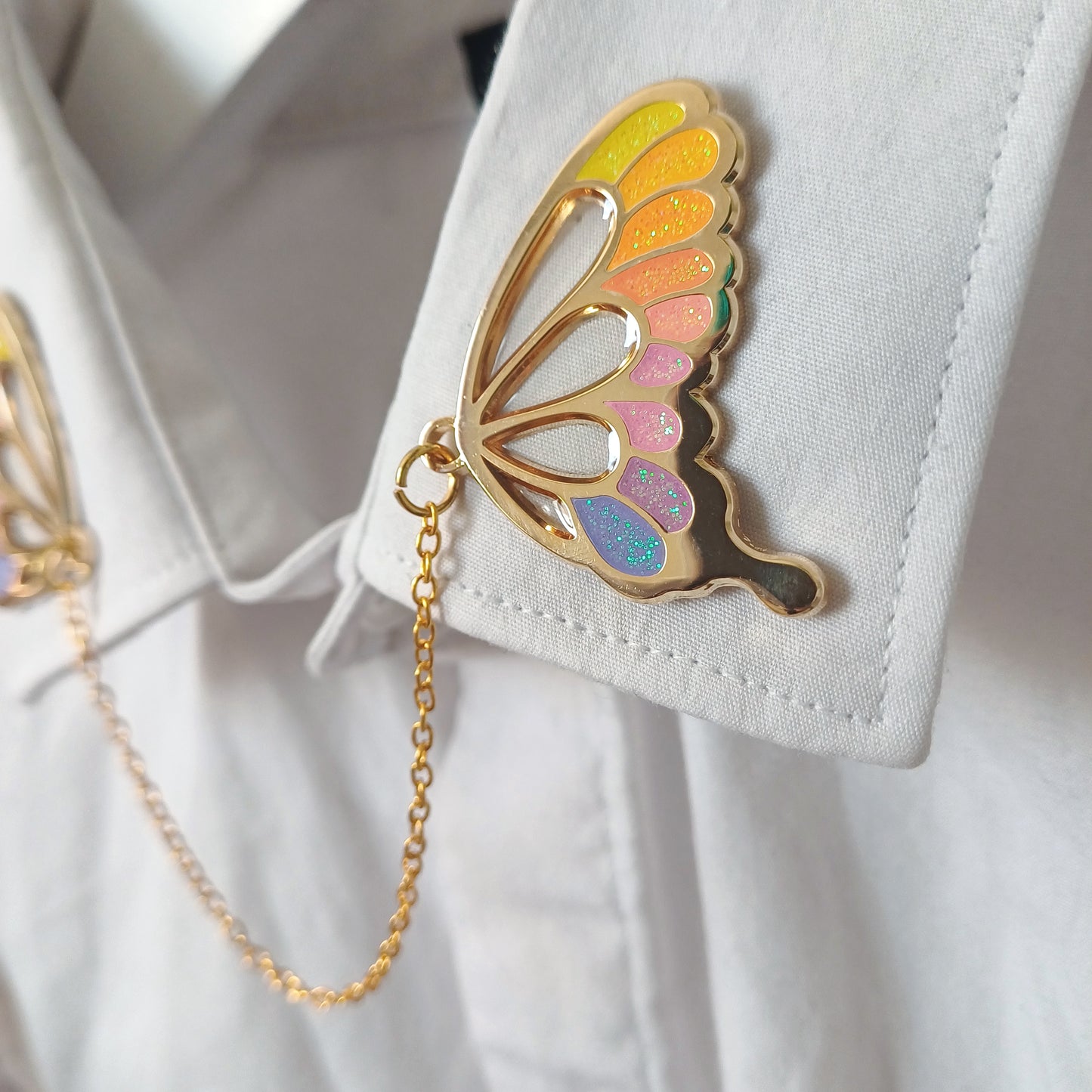 Glasswing Butterfly | Sunset | Collar Pin
