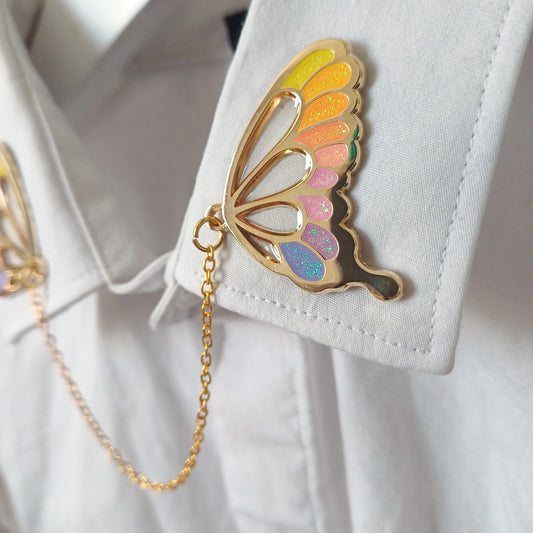 Glasswing Butterfly | Sunset | Collar Pin