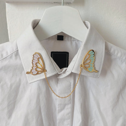 Glasswing Butterfly | Pink & Blue | Collar Pin
