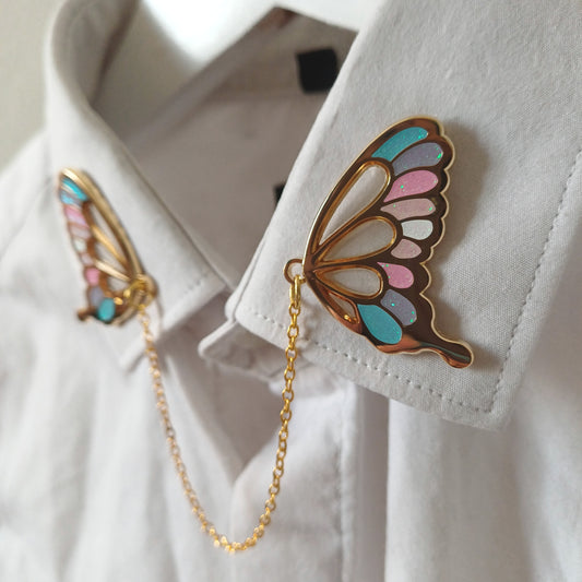 Glasswing Butterfly | Trans Flag | Collar Pin